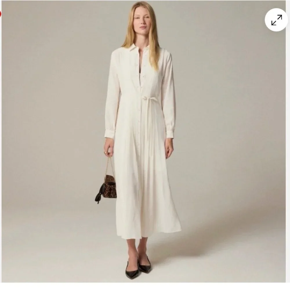 J. Crew Cream Long Sleeve Maxi Shirt Dress